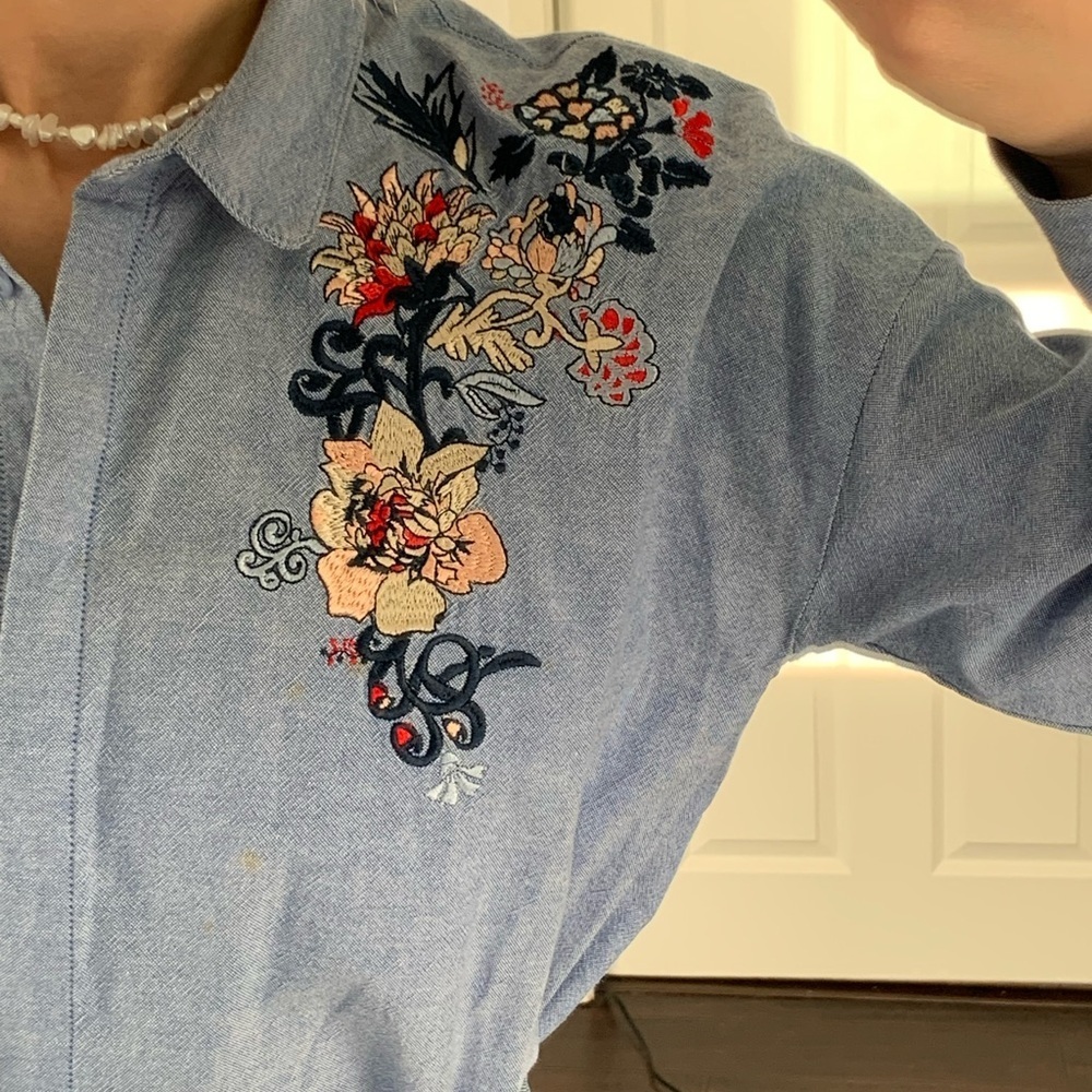 Tom Tailor Denim Embroidered Shirt - Size S - Picture 6 of 10